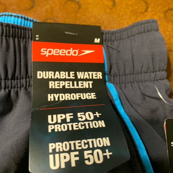 SPEEDO Board Shorts Men's L Blue Loose Fit UPF 50+ Pockets Drawstring Swim - Picture 3 of 7